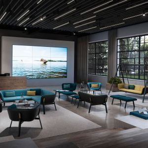 Ниска маса Interstuhl Hub HU920, правоъгълен плот, HPL, метална основа, бяла, 2 броя в комплект