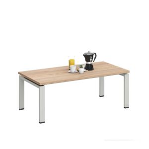 Ниска маса RFG Monaco, 1200 х 600 х 450 mm, правоъгълен плот, ПДЧ 25 mm, метална основа, плот бряст, бял метал