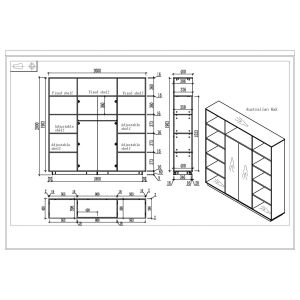 Шкаф RFG Elmaz, 2000 х 400 х 2000 mm, ПДЧ, австралийски дъб и сиво