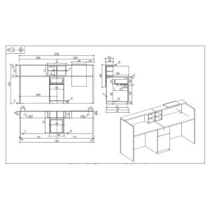 Рецепция RFG Ravena, 2000 х 632 х 1066 mm, ПДЧ, бяло-черна