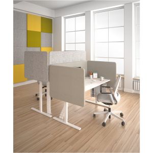 Шумоизолиращ преграден панел за бюро Narbutas Top 530, 1600 x 36 x 530 mm, дамаска Velito Presto, светла мента, ПДЧ 16 mm, сив метал