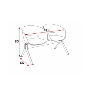Посетителска пейка RFG Simon White, с 2 места, полипропилен, метална основа