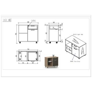 Шкаф RFG Milano, 800 х 400 х 750 mm, ПДЧ, светъл дъб и сиво