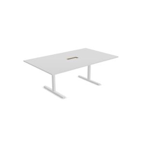 Заседателна маса Narbutas T-Easy, 2000 x 1200 x 740 mm, правоъгълен плот, ПДЧ 25 mm, бял меламин, бял метал, крак тип I