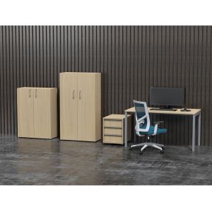 Бюро Narbutas Nova U, 1400 x 700 x 740 mm, меламин избелен дъб, сив метал, крак тип U