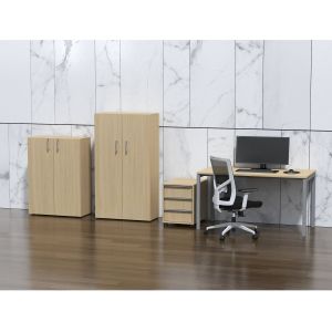 Бюро Narbutas Nova U, 1400 x 700 x 740 mm, меламин избелен дъб, сив метал, крак тип U