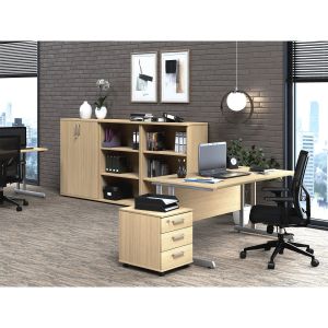 Бюро Narbutas Optima C, 1400 х 800 х 720 mm, ПДЧ 25 mm, метални крака, меламин избелен дъб