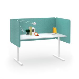 Шумоизолиращ преграден панел за бюро Narbutas Desk 760, 1000 x 36 x 760 mm, дамаска Velito Presto светла мента, сив метал, ляв