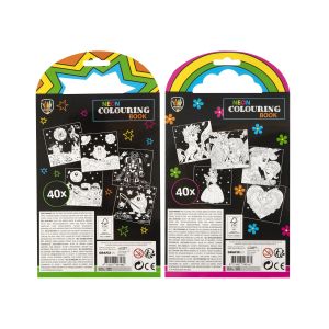 Moxy Книжка за оцветяване, неон, асорти, с 5 маркера, 40 листа, 12 броя