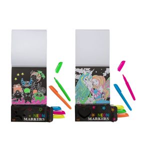 Moxy Книжка за оцветяване, неон, асорти, с 5 маркера, 40 листа, 12 броя