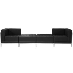 Диван RFG Neo, двуместен, екокожа, метална основа, 1450 х 720 х 700 mm, черен