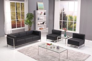 Диван RFG Neo, двуместен, екокожа, метална основа, 1450 х 720 х 700 mm, черен