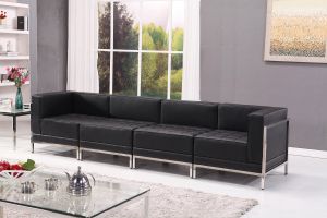Диван RFG Neo, двуместен, екокожа, метална основа, 1450 х 720 х 700 mm, черен