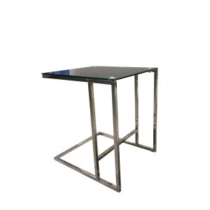 Ниска маса RFG Slido, 400 х 450 х 500 mm, правоъгълен стъклен плот, черна