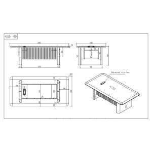 Заседателна маса RFG Parma, 2400 х 1200 х 750 mm, правоъгълен плот, ПДЧ 50 mm, орех и перлен графит