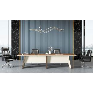 Заседателна маса RFG Elmaz, 3200 х 1200 х 760 mm, правоъгълен плот, ПДЧ 25 mm, австралийски дъб и сиво