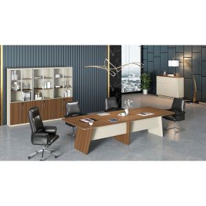 Заседателна маса RFG Elmaz, 3200 х 1200 х 760 mm, правоъгълен плот, ПДЧ 25 mm, австралийски дъб и сиво