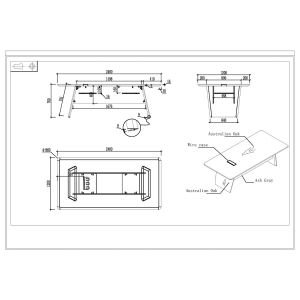 Заседателна маса RFG Elmaz, 2400 х 1200 х 760 mm, правоъгълен плот, ПДЧ 25 mm, австралийски дъб и сиво