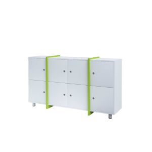 Шкаф RFG Etto, с 8 отделения, 1660 х 400 х 910 mm, ПДЧ, бял и зелен