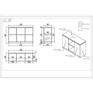 Шкаф RFG Chicago, 1200 х 400 х 800 mm, ПДЧ, дъб Рейн и тъмносиво