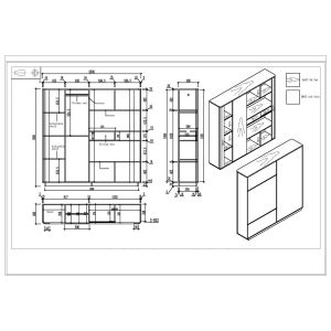 Шкаф RFG Lisabon, 2000 х 400 х 1980 mm, ПДЧ, дъб и сиво