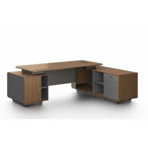 Бюро RFG Parma, 2400 х 1850 х 760 mm, ПДЧ 50 mm, орех и перлен графит