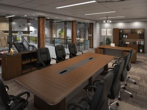 Бюро RFG Parma, 2400 х 1850 х 760 mm, ПДЧ 50 mm, орех и перлен графит