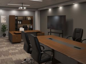 Бюро RFG Parma, 2400 х 1850 х 760 mm, ПДЧ 50 mm, орех и перлен графит