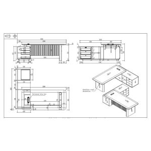 Бюро RFG Parma, 2200 х 1850 х 760 mm, ПДЧ 50 mm, орех и перлен графит