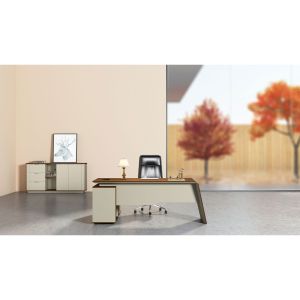 Бюро RFG Elmaz, с контейнер, 1800 х 800 х 760 mm, ПДЧ 40 mm, австралийски дъб и сиво