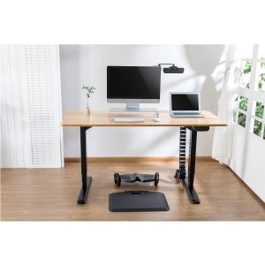 Ергономично eлектрическо бюро RFG, 160 x 80 x 62-128 cm, ПДЧ 25 mm, плот кехлибарен дъб, черни метални крака