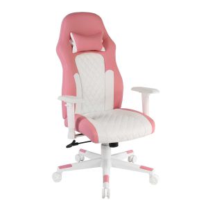 Геймърски стол RFG Amaze, екокожа, полиамидна основа, до 130 kg, розово-бял