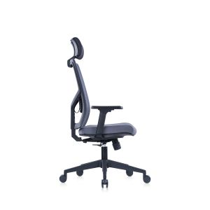 Ергономичен стол RFG Snow Black HB, дамаска и меш, Multi-function механизъм, до 120 kg, светлосива седалка, светлосива облегалка