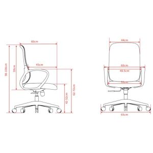 Работен стол RFG Mojito W, дамаска и меш, полиамидна основа, до 120 kg, сивa облегалка, черна седалка