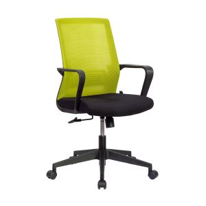 Офис стол RFG Smart W, дамаска и меш, Tilt механизъм, до 120 kg, черна седалка, зелена облегалка