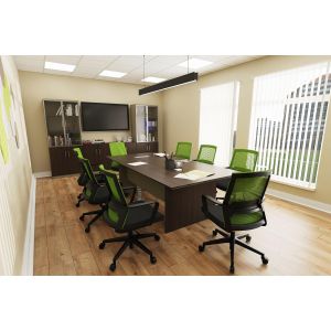 Офис стол RFG Smart W, дамаска и меш, Tilt механизъм, до 120 kg, черна седалка, зелена облегалка