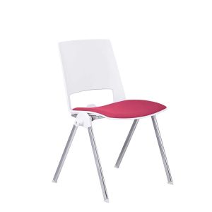 Посетителски стол RFG Sweet Chrome White, текстил, до 120 kg, червен, 2 броя в комплект