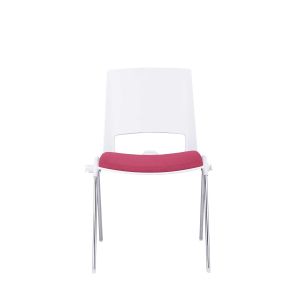 Посетителски стол RFG Sweet Chrome White, текстил, до 120 kg, червен, 2 броя в комплект