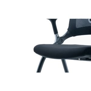 Посетителски стол RFG Swiss M, дамаска и меш, до 120 kg, черна седалка, черна облегалка, 2 броя в комплект