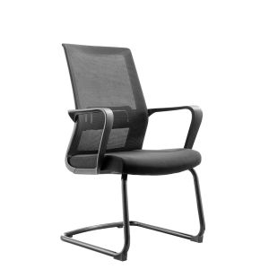 Посетителски стол RFG Smart M, дамаска и меш, до 120 kg, черна седалка, черна облегалка, 2 броя в комплект