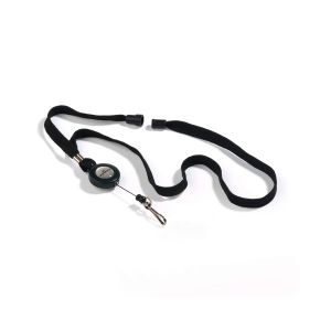 Durable Лента за бадж, текстилна, с ретрактор, черна, 10 броя