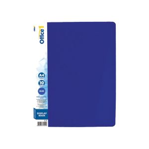 Office 1 Папка, с 10 джоба, със сменяем етикет, синя