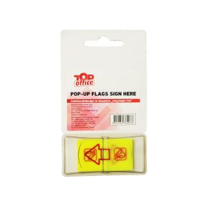 Top Office Самозалепващи се индекси Sign Here, 45 x 25 mm, жълти, 50 броя