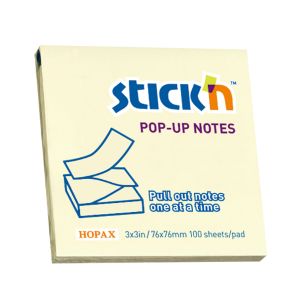 Stick'n Самозалепващи се листчета Zig-Zag, 76 x 76 mm, пастелни, жълти, 100 листа