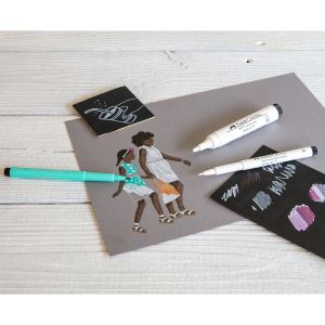 Faber-Castell Маркер Pitt Artist Pen, объл, 1.5 mm, бял