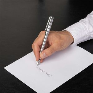 Hugo Boss Писалка Label, в кутия, сребриста