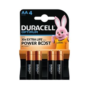 Алкална батерия Duracell Optimum, AA, LR6, 1.5 V, 4 броя