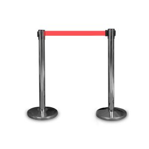 Ограничително колче, хром, с червена лента, 235 cm, ш 320 mm, в 920 mm