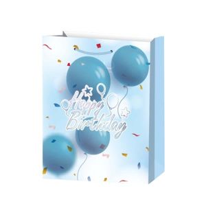 Подаръчна торбичка Happy Birthday, 26 х 32 х 10 cm, синя