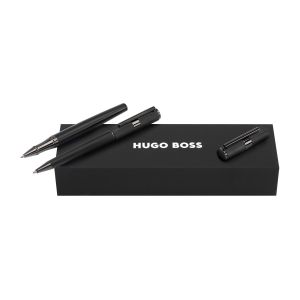 Hugo Boss Комплект ролер и химикалка Formation Line, в кутия, черни